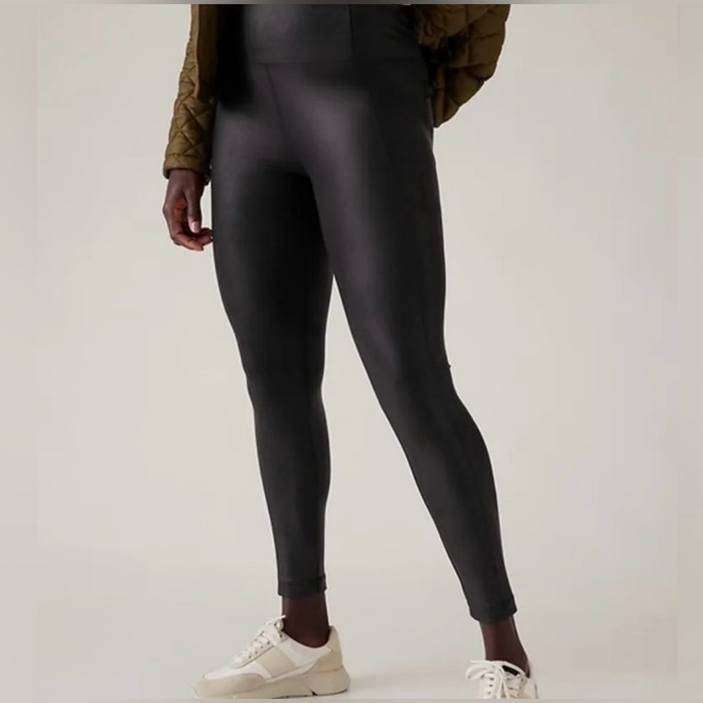 Athleta Women’s Delancey Gleam Tight Black Leggings SIZE LARGE